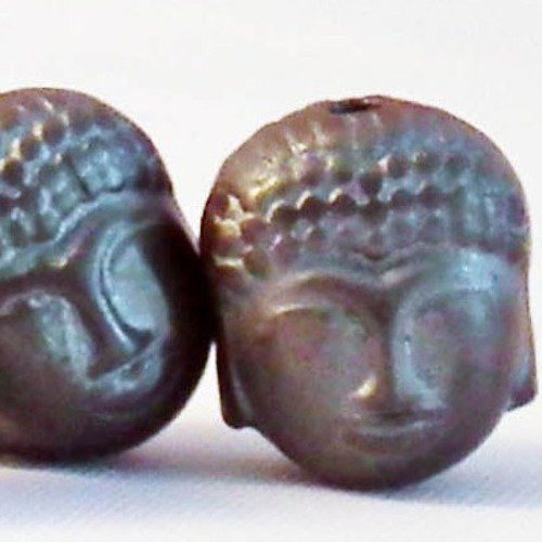 B3g - lot de 2 perles intercalaires en hématite gris spacer breloques charm buddha 3d