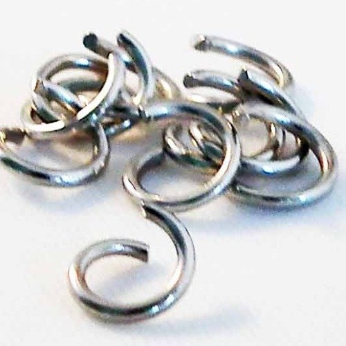B6m - 20 larges solides anneaux de 5mm acier stainless steel 1mm d'épaisseur