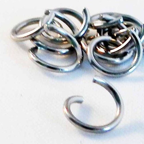 B6g - 20 larges solides anneaux de 6mm acier stainless steel 1mm d'épaisseur