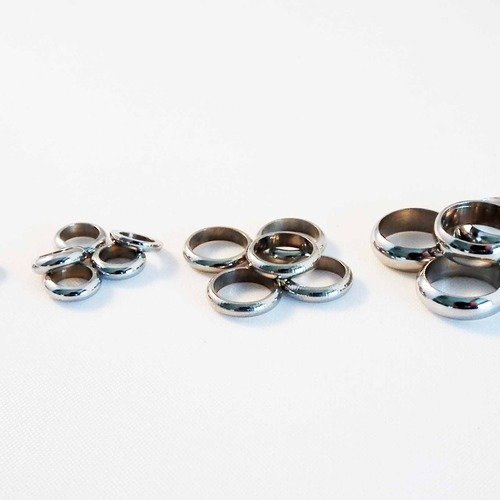B4q - 10 larges solides anneaux fermés de 3.5mm acier stainless steel