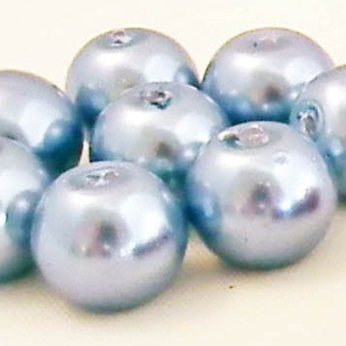 Pd26b - lot de 10 perles en verre de 10mm de couleur bleu