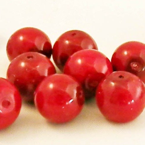 Pd26r - lot de 10 perles en verre de 10mm de couleur rouge