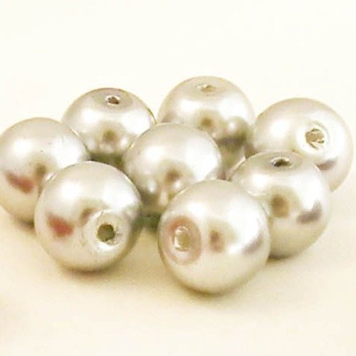 Pd26t - lot de 10 perles en verre de 10mm de couleur taupe beige crème