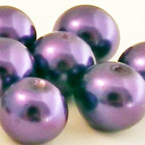 Pd26v - lot de 10 perles en verre de 10mm de couleur violet mauve lilas