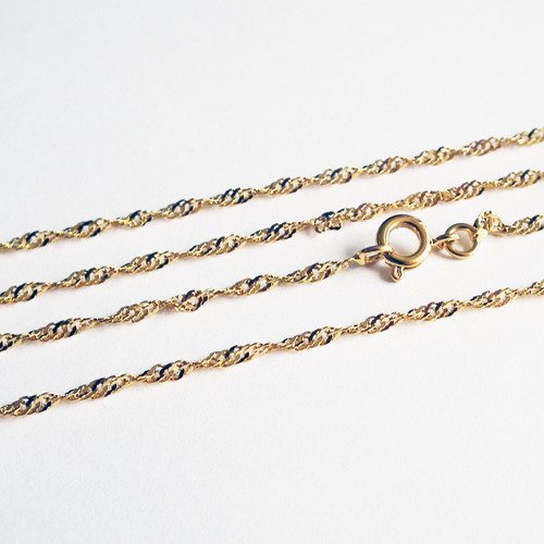 Sp17d - support collier jolie chaîne de 45cm plaqué or 9k avec fermoir rond