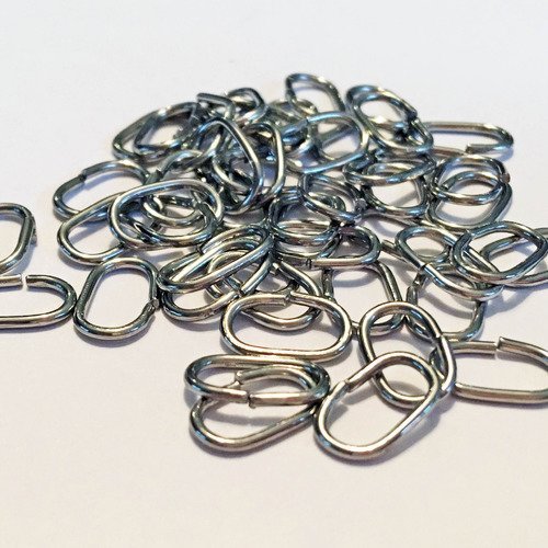 E6m - lot de 10 anneaux de jonction ouverts ovales en acier de 7.7 x 5mm.
