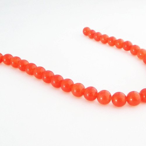 Pfm39 - lot de 5 perles en jade orange couleur chakra hara centre sexuel satisfaction 