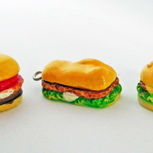 Br11m - breloque pendentif hamburger cheeseburger hot dog snack lunch mc donalds style mc chicken