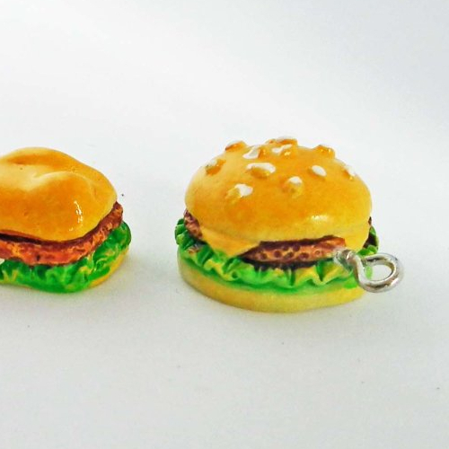 Br11h - breloque pendentif hamburger cheeseburger hot dog snack lunch mc donalds style mc chicken