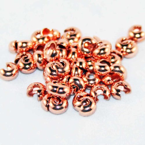 Fc02g - lot de 5 cache-perles à écraser de couleur rosé plaqué or rose de 5mm