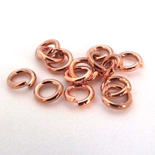 P8202 - lot de 10 solides anneaux de jonction de qualité ouverts 6mm stainless steel 1.2mm or rose