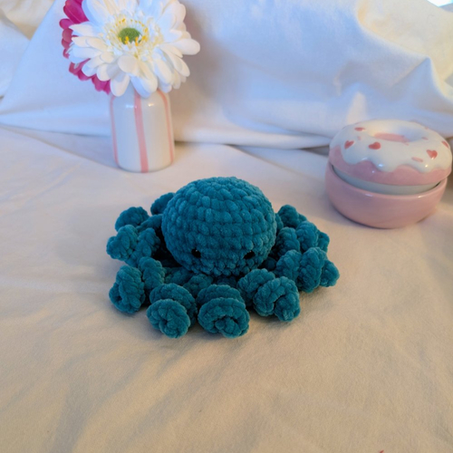 Pieuvre au crochet artisanale verte- amigurumi fait main- peluche pieuvre douce avec yeux sécurisés