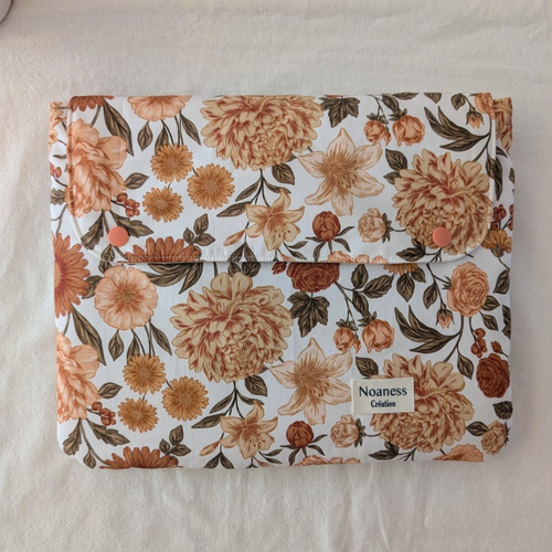 Pochette pour ipad ou tablette 11 pouces fleurie avec poche zippée - housse tablette femme