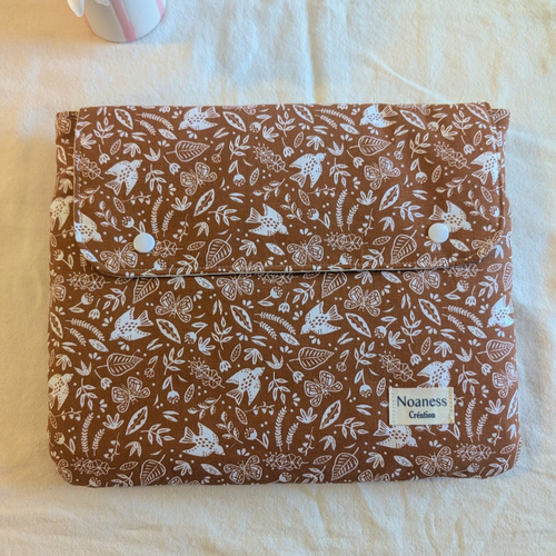 Pochette pour tablette ou ipad 11 pouces en tissu - housse avec poche zippée - cadeau femme