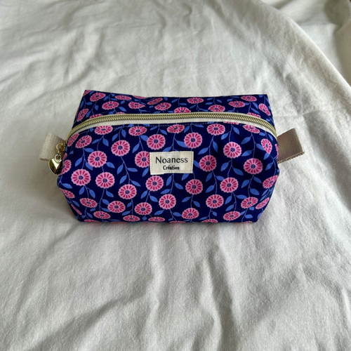 Trousse de toilette fleurie femme en tissu - trousse maquillage fait main - pochette voyage