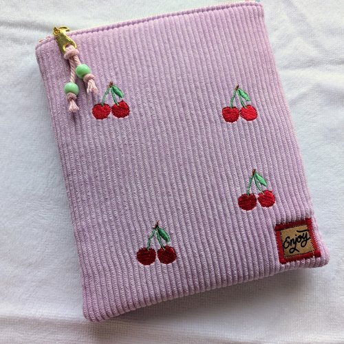 Housse de protection liseuse en velours lilas et liberty - création artisanale