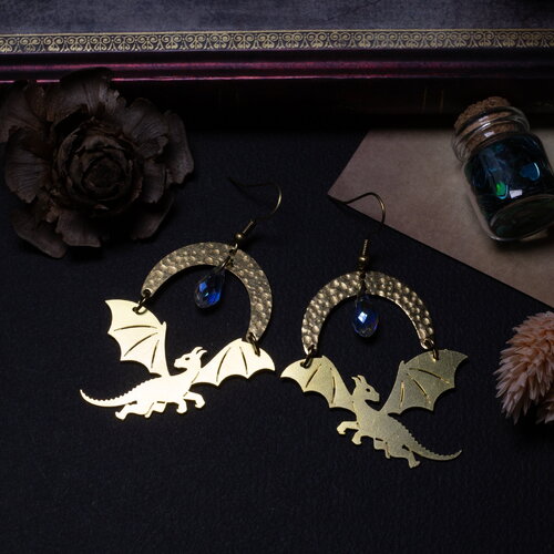 Boucles d'oreilles gargouilles - dragons en laiton