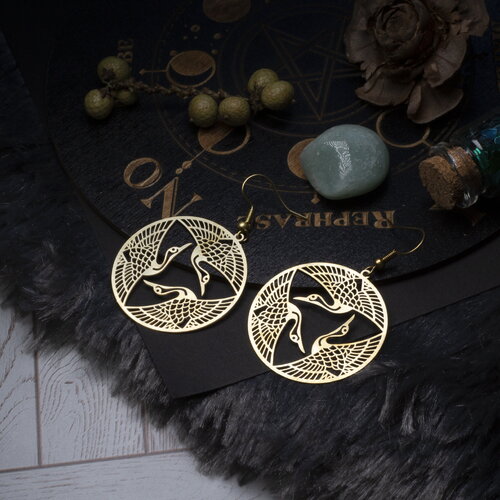 Maxi boucles d'oreilles oiseaux romantiques  en laiton