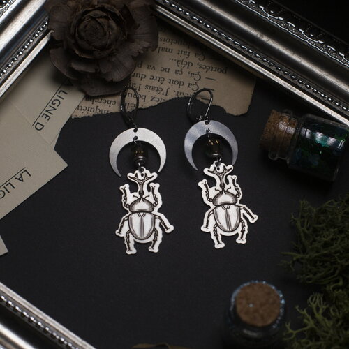 Boucles d'oreilles scarabée en acier inoxydable