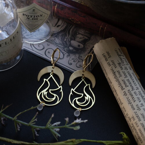 Boucles d'oreilles renard - mabon  en laiton