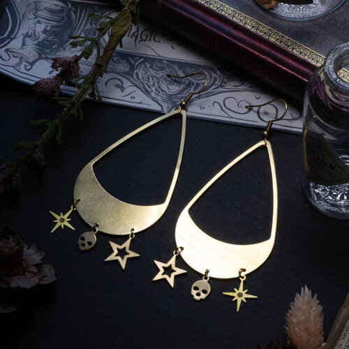 Maxi boucles d'oreilles tête de mort - gothique romantique