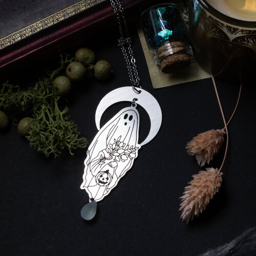 Collier pendentif fantôme en acier inoxydable