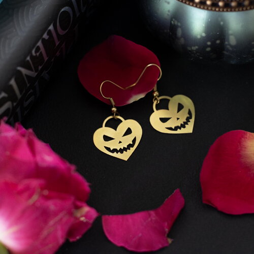 Boucle d’oreille boucles d’oreilles cœur gothique avec sourire effrayant style creepy