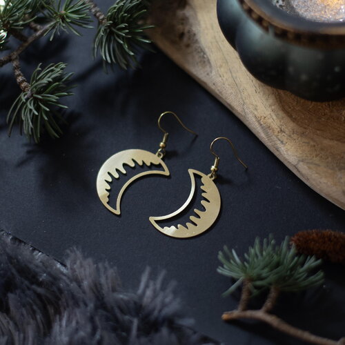 Boucles d'oreilles lune de glace  en laiton