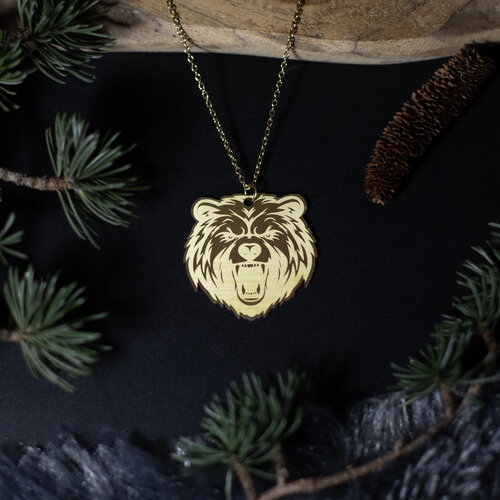 Collier pendentif grizzli - ours  en laiton