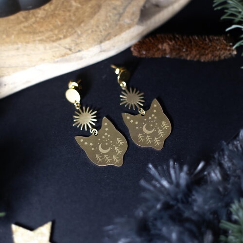 Boucles d'oreilles renard d'hiver en laiton