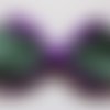 Barrette métal 5 cm avec petit noeud papillon en tissu satin violet et vert 