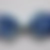Barrette plastique 4 cm avec petit noeud papillon en tissu satin bleu ciel et vichy bleu 