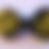 Barrette métal 5 cm avec noeud papillon en tissu noir et pied de coq jaune et noir 
