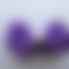 Chouchou élastique mousse avec noeud papillon en tissu satin violet et violet à gros pois noirs 