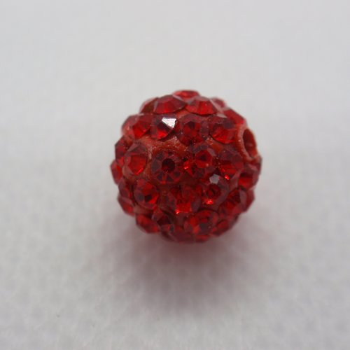 Perle shamballa rouge acrylique 10mm 