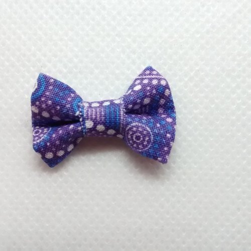 5 appliques noeud papillon en tissu motif japonais bleu violet 28 x 18 mm - scrapbooking