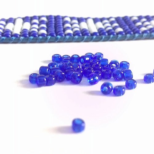 Rocailles régulières bleues en verre 2mm - matsuno perles japonaises 11/0 sachet de 10g