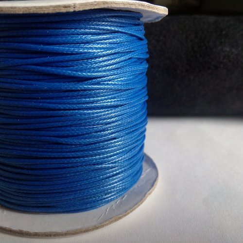 5 mètres de fil coton ciré 1mm bleu électrique