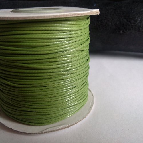 5 mètres de fil coton ciré 1mm vert lichen