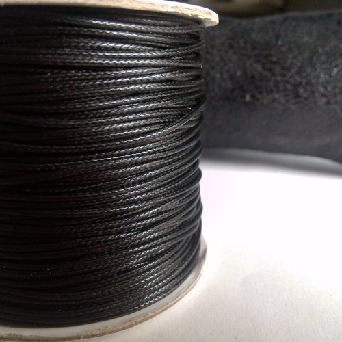 5 mètres de fil coton ciré 1mm noir
