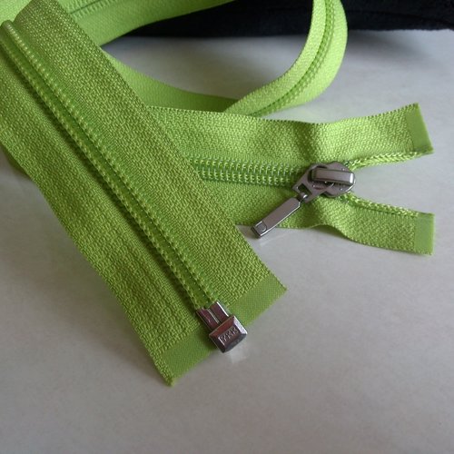 60 cm - fermeture éclair ou zip nylon - séparable - vert anis