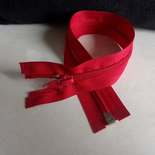 30 cm - fermeture éclair ou zip nylon - séparable - rouge