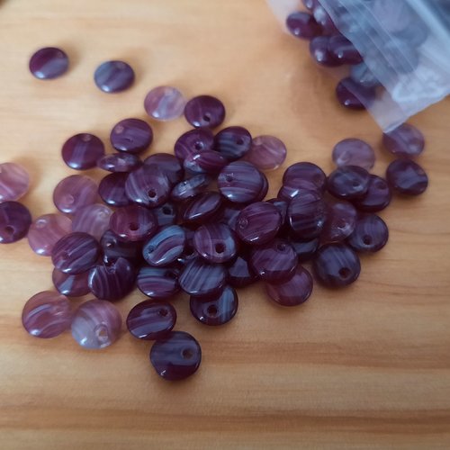 50 perles lentilles en verre de 6mm delta burgundy