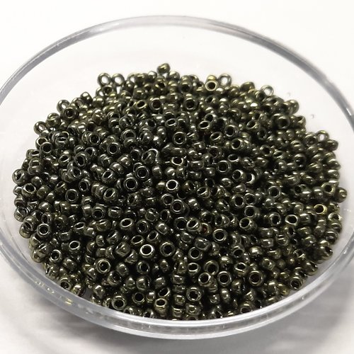 Perles de rocaille rondes miyuki 15/459 olive métalic - 6grs