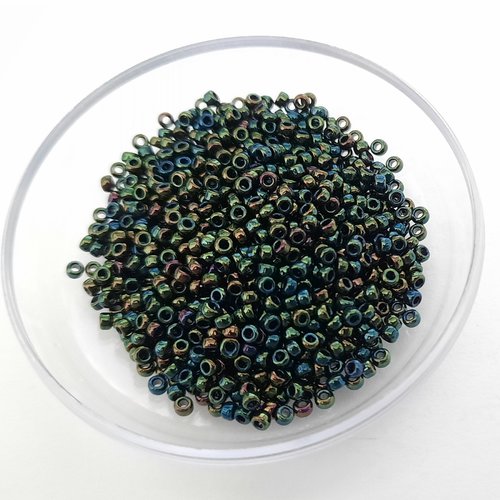 Perles de rocaille rondes miyuki 15/453 - metallic forest green iris - 6 grs