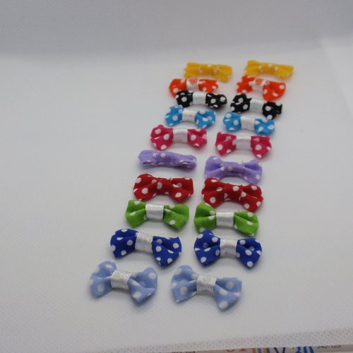 Lot 20 appliques petits noeuds papillon en tissu à pois - fait main