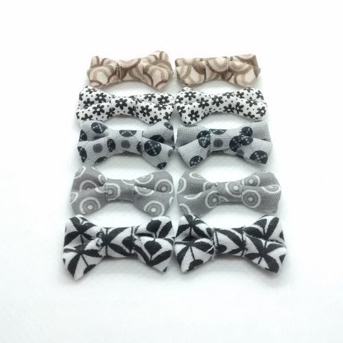 Lot 10 appliques petits noeuds papillon en tissu - fait main
