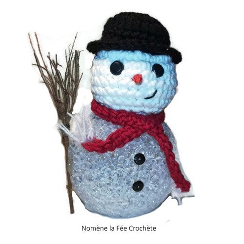 Veilleuse Boule De Noël Personnalisable Bonhomme De Neige Petite Lampe Boule Lumineuse Fait Main Au Crochet