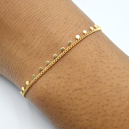 Bracelet femme  minimaliste doré or fin de chaîne pampilles rondes