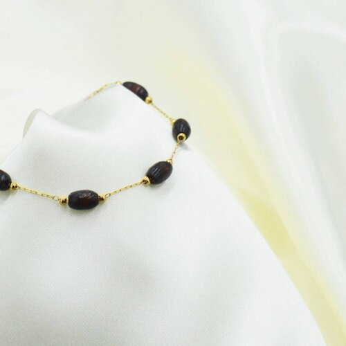Bracelet de cheville en perles de bois doré à l 'or fin , idéal cadeau pour femme